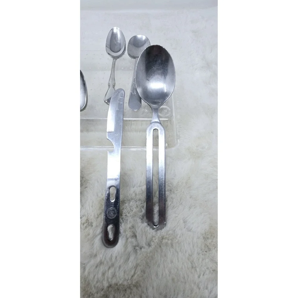 Vintage Stainless Steel Tableware Lot‎ Of 9 Various Brands/Patterns Bamboo